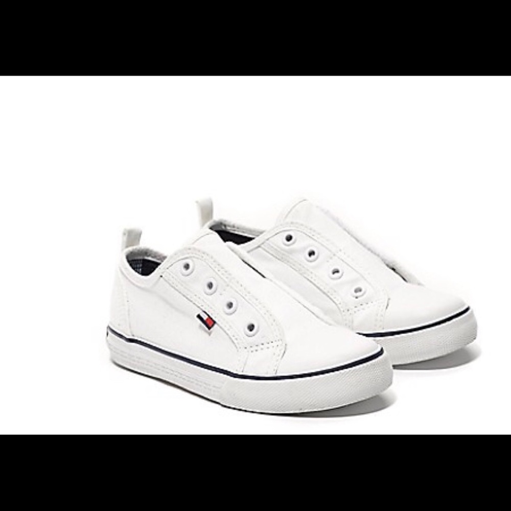 The kids white laceless Sneakers